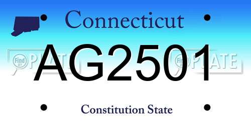 AG2501 Connecticut License Plate