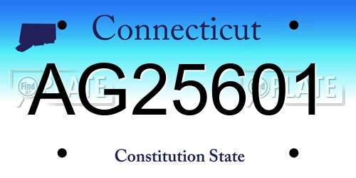 AG25601 Connecticut License Plate