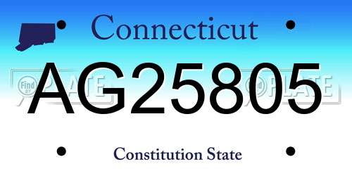 AG25805 Connecticut License Plate