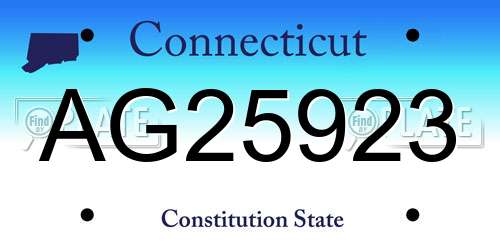AG25923 Connecticut License Plate