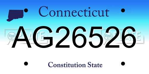 AG26526 Connecticut License Plate