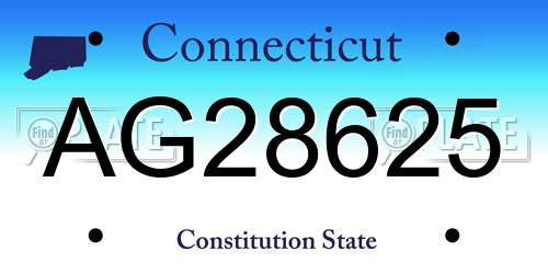 AG28625 Connecticut License Plate