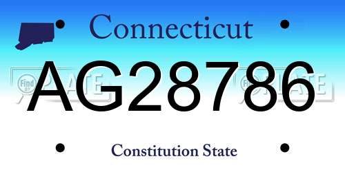 AG28786 Connecticut License Plate