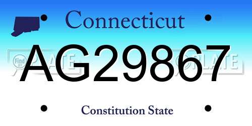 AG29867 Connecticut License Plate