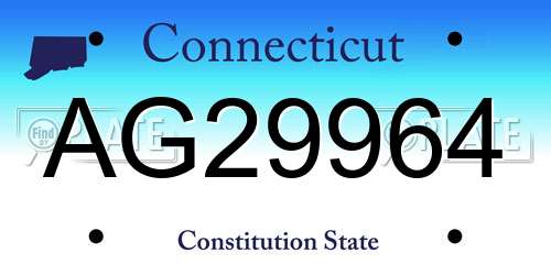 AG29964 Connecticut License Plate