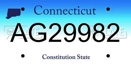 AG29982 Connecticut License Plate
