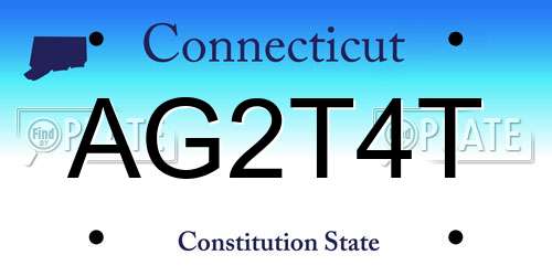 AG2T4T Connecticut License Plate