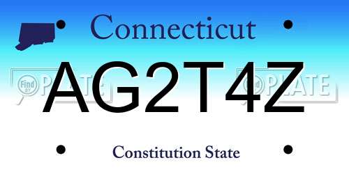 AG2T4Z Connecticut License Plate