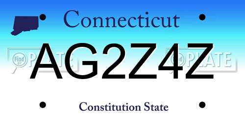AG2Z4Z Connecticut License Plate