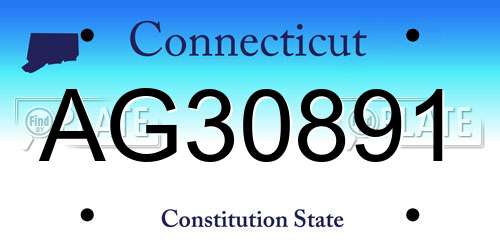 AG30891 Connecticut License Plate