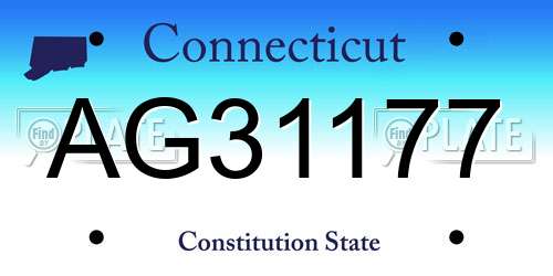 AG31177 Connecticut License Plate
