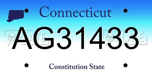 AG31433 Connecticut License Plate