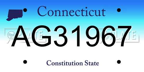 AG31967 Connecticut License Plate