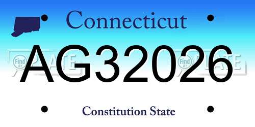 AG32026 Connecticut License Plate