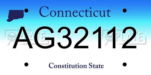 AG32112 Connecticut License Plate