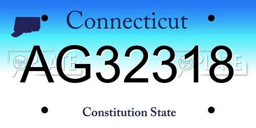AG32318 Connecticut License Plate