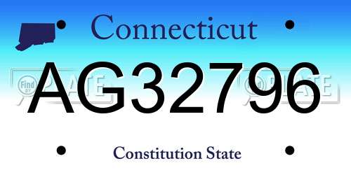 AG32796 Connecticut License Plate