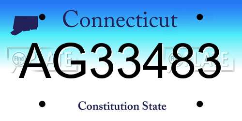 AG33483 Connecticut License Plate