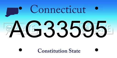AG33595 Connecticut License Plate