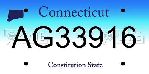 AG33916 Connecticut License Plate