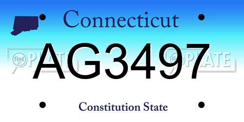 AG3497 Connecticut License Plate