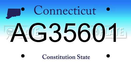 AG35601 Connecticut License Plate