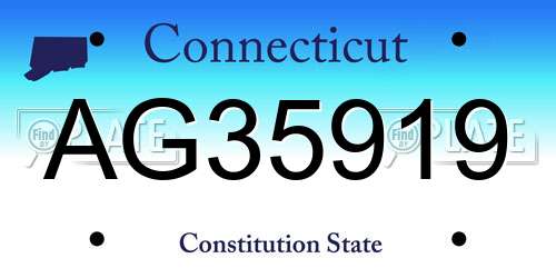 AG35919 Connecticut License Plate