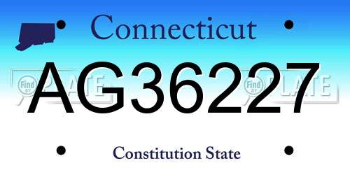 AG36227 Connecticut License Plate