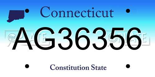 AG36356 Connecticut License Plate