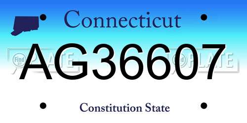 AG36607 Connecticut License Plate