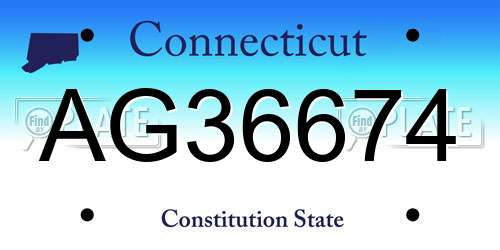 AG36674 Connecticut License Plate