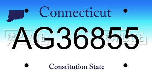 AG36855 Connecticut License Plate