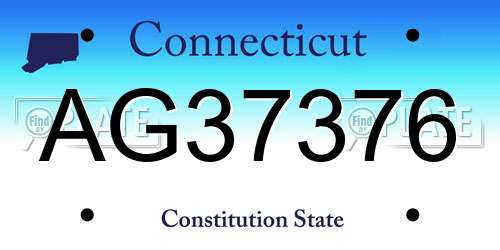 AG37376 Connecticut License Plate