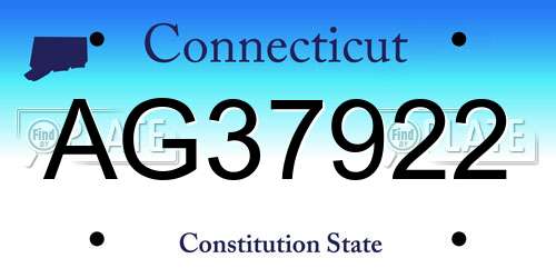 AG37922 Connecticut License Plate