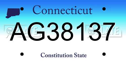AG38137 Connecticut License Plate