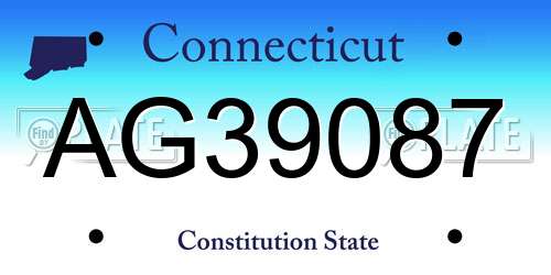 AG39087 Connecticut License Plate