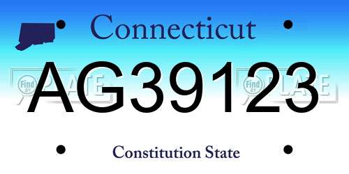 AG39123 Connecticut License Plate