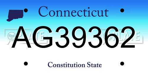 AG39362 Connecticut License Plate
