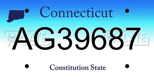 AG39687 Connecticut License Plate