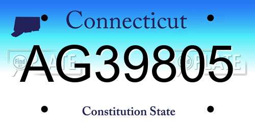 AG39805 Connecticut License Plate