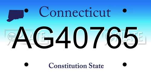 AG40765 Connecticut License Plate