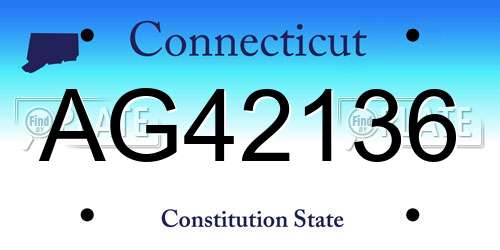 AG42136 Connecticut License Plate