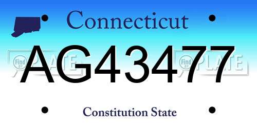AG43477 Connecticut License Plate