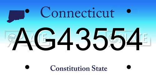 AG43554 Connecticut License Plate