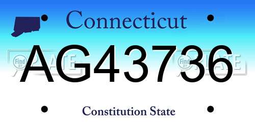 AG43736 Connecticut License Plate