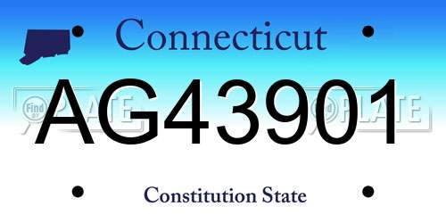 AG43901 Connecticut License Plate