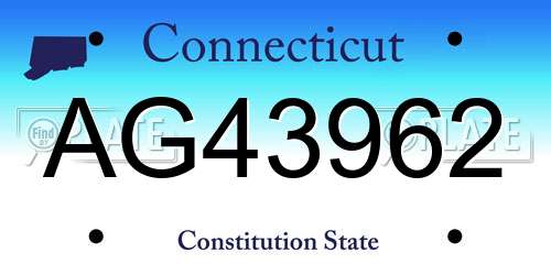 AG43962 Connecticut License Plate