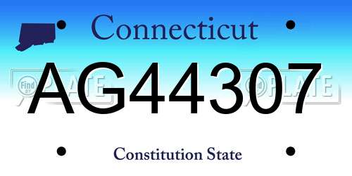 AG44307 Connecticut License Plate