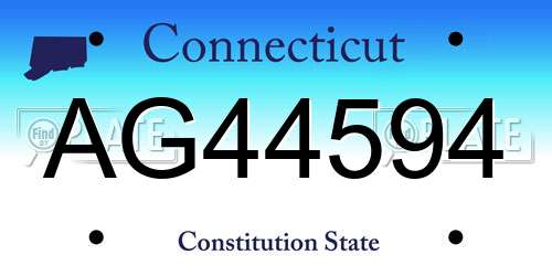 AG44594 Connecticut License Plate