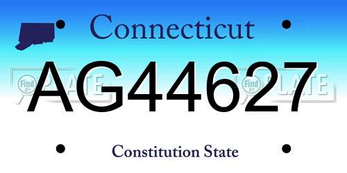 AG44627 Connecticut License Plate
